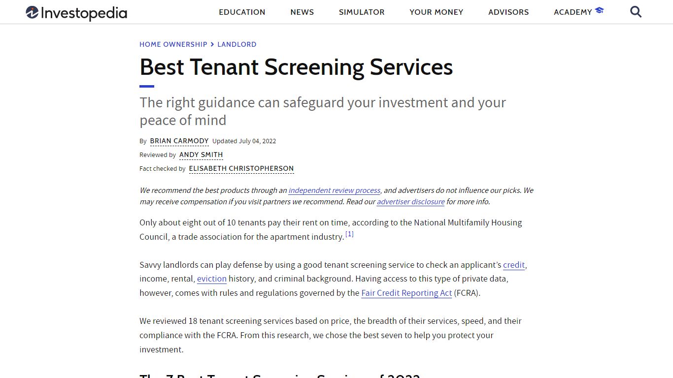 The 7 Best Tenant Screening Services of 2022 - Investopedia